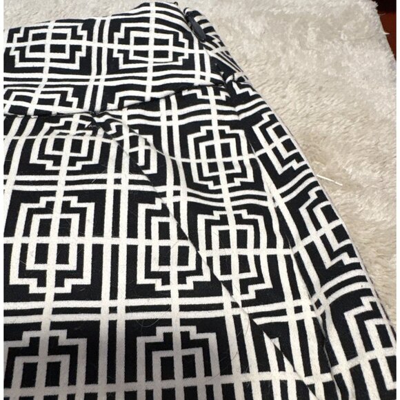 Alfred Sung Pure Geometric Black White Pencil Skirt S Cotton Spandex Side Zip - Picture 3 of 11